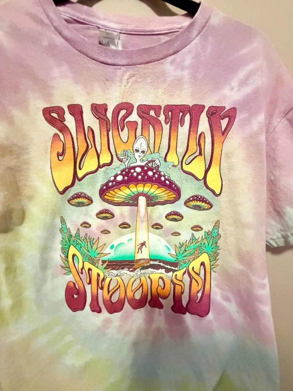 Slightly Stoopid Tie Dye Graphic Tee Alien Mushroom | Medium